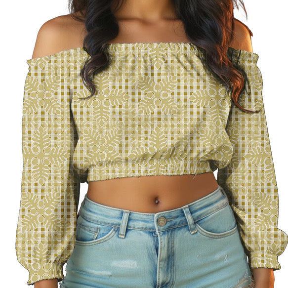 Lantern sleeve off the should crop top