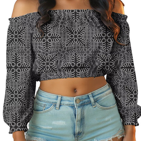 Lantern sleeve off the should crop top