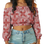 Lantern sleeve off the should crop top