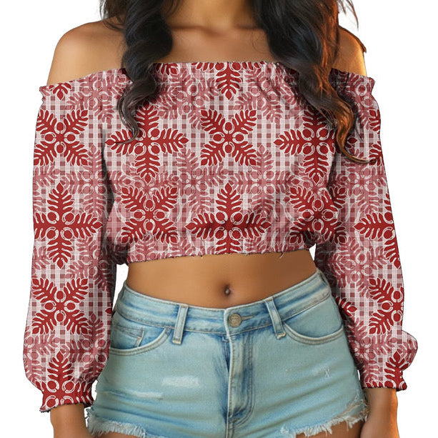 Lantern sleeve off the should crop top