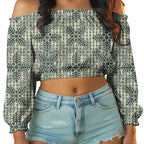 Lantern sleeve off the should crop top