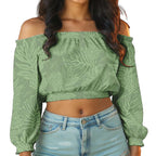 Lantern sleeve off the should crop top